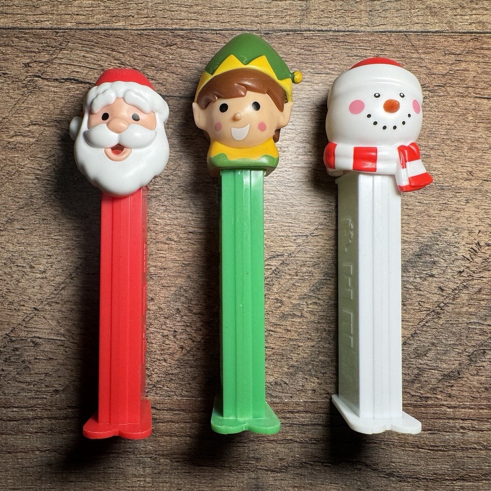 PEZ Dispenser Christmas Lot Of 3 Santa, Elf, Snowman